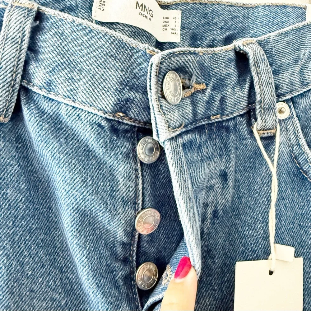 NEW Mango Tie-Dye Bleach Long Bermuda Denim Jean Shorts Size US 4